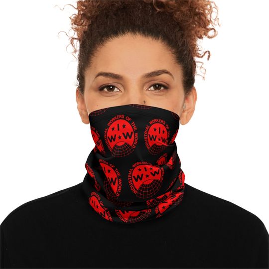 Discover All Over IWW Logo for Everlasting Solidarity Winter Neck Gaiter With Drawstring