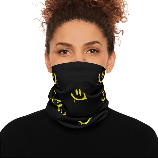 Smiley Face Lightweight Neck Gaiter, Trendy Face Cover, Outdoor Sports Scarf