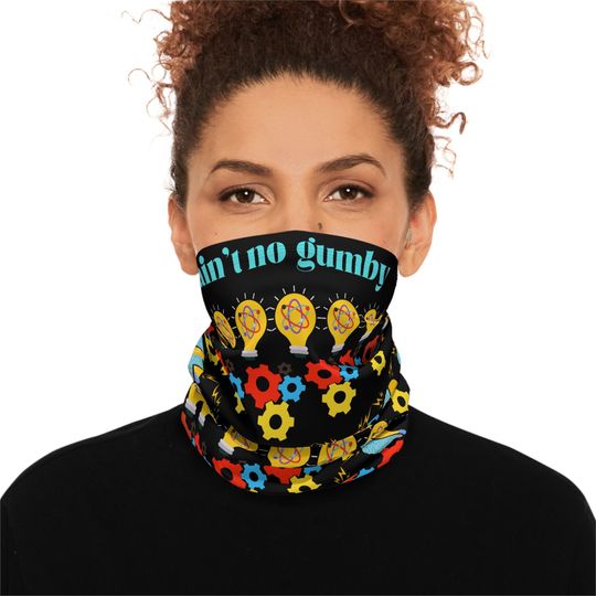 Discover Black Winter Neck Gaiter, Humorous "Ain't No Gumby" Design, Outdoor Adventure Face Mask