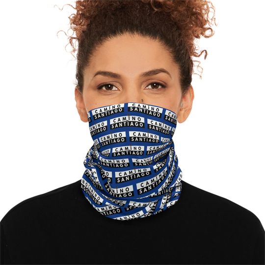Camino de Santiago Dark Blue Winter Gaiter, Tube Scarf for Cold Weather
