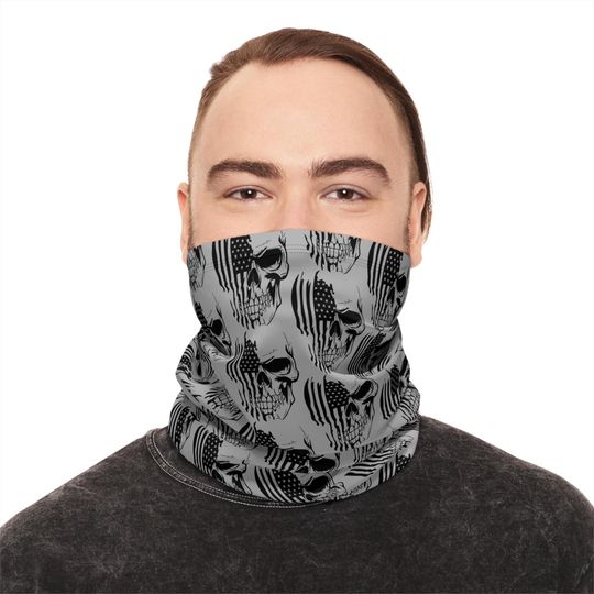 Discover Skull USA Print Neck Gaiter, Winter Face Mask, Unisex Warm Scarf