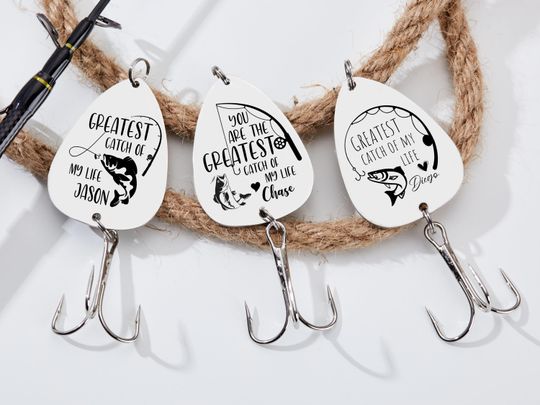 Fishing Lure Kychain Personalized Fishing Lure Stainless Steel Engraved Keychain Custom Husband Boyfriend Fisherman Fishing gift for him