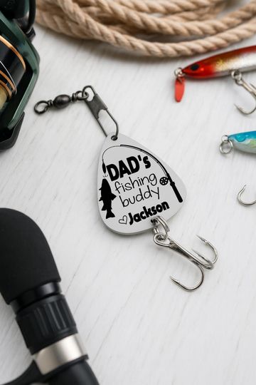 Personalized Fishing Lure  Engraved Stainless Steel Gift for Dad, Grandpa, Papa | Fishing Buddy Keepsake from Child