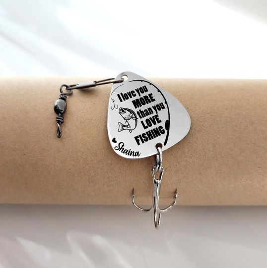 Custom Fishing Lure, Love You More, Gift For Husband Boyfriend Engraved Gift Fisherman, Personalized Valentines Anniversary Gift For Him