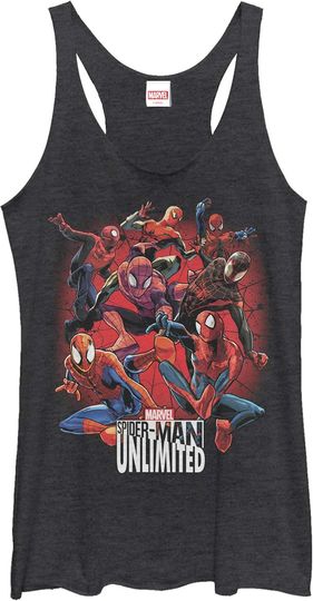 Fifth Sun Marvel Classic Spider-Men Pose Women's Racerback Tank Top