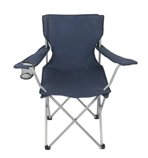 Trail Basic Quad Folding Camp Chair with Cup Holder, Dark Blue, Adult
