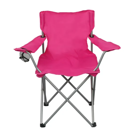 Trail Basic Quad Folding Camp Chair with Cup Holder, Pink, Adult