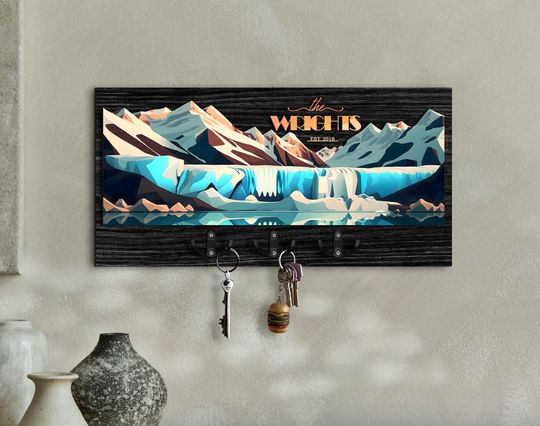 Personalized 3D Wooden Landscape Painting Entryway Organizer, Key Holder, Wood Mail Organizer, Home Decor, Wedding Gift, Wood Wall Art