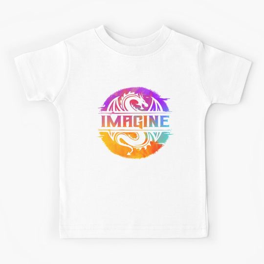 Discover IMAGINE Colorful Watercolour Graphic Dragon  Kids T-Shirt