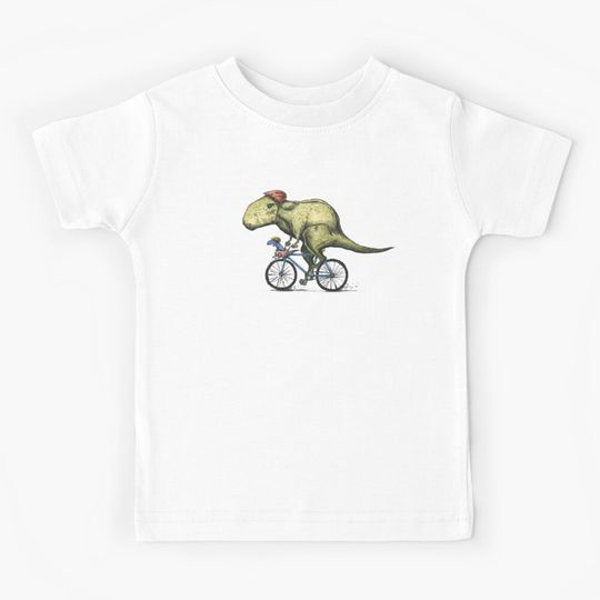 Discover T-rex Bikers, Bicycle Riding Dinosaur Design Kids T-Shirt