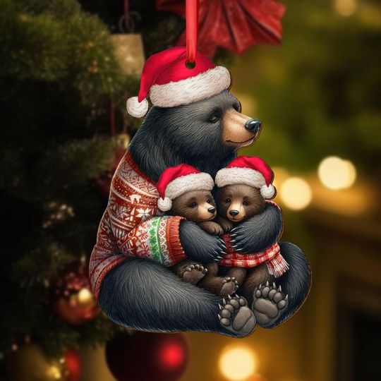 Discover Mom Bear Christmas Ornament, Brown Bear Family Xmas Ornament, Santa Mama Bear Xmas Decor, Animal Christmas Tree Decor, Xmas Idea