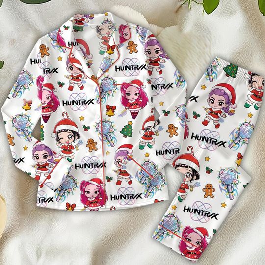 Discover Christmas Anime Pajama Set, Holiday Cartoon Girl Sleepwear, Kawaii Print Long PJs, Gamer Loungewear, Unique Xmas Gift for Her