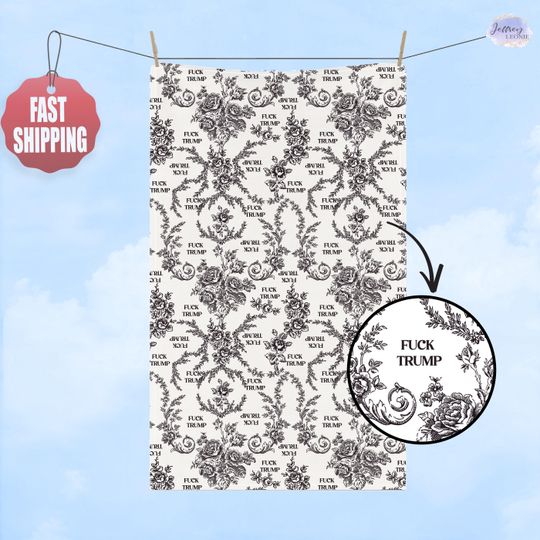Discover Subtle F*ck Trump Toile Hand Towel, Funny FDT Towel, Toile de Jouy Kitchen Towel, Hostess Gift, Sarcastic Liberal Gift, Political Home Decor