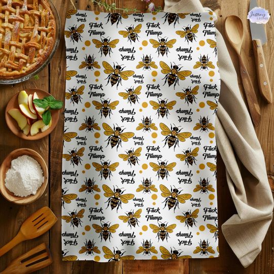 Discover Subtle F*ck Trump Hand Towel, Cute Bee Kitchen Towel, Anti Trump Tea Towel, Bathroom Towel Set, FDT, Political Home Decor, Anti Maga Towel