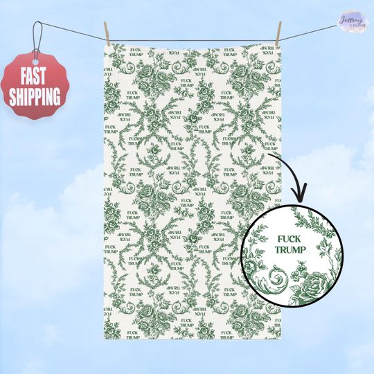 Discover Subtle F*ck Trump Hand Towel, Funny FDT Toile Towel, Toile de Jouy Kitchen Towel, Hostess Gift, Sarcastic Liberal Gift, Political Home Decor