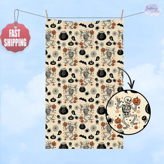 Funny Halloween Pumpkin Hand Towel Kitchen or Bathroom Decor