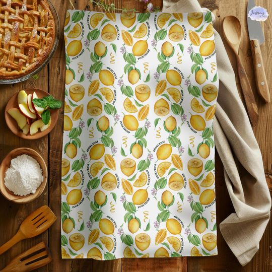 Vintage Lemon Kitchen Towel, Bathroom Towel Set