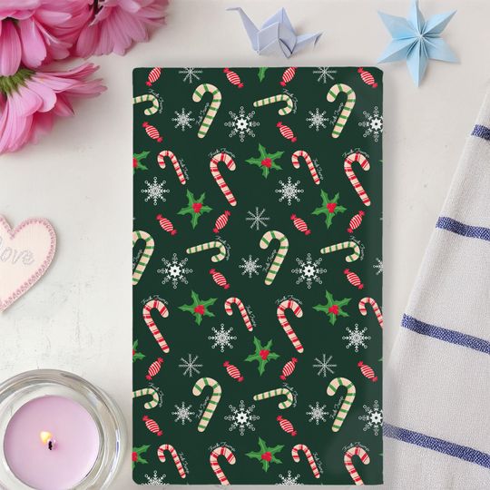 Candy Cane Kitchen Towel, Tea Towel, Bathroom Towel Set