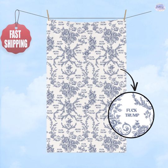 Discover Subtle F*ck Trump Toile Hand Towel, FDT Towel, Funny Political Home Decor, Toile de Jouy Kitchen Towel, Hostess Gift, Sarcastic Liberal Gift