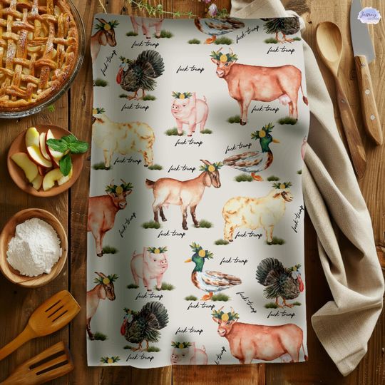 Discover Subtle F*ck Trump Hand Towel, Farm Animal Kitchen Towel, Anti Trump Tea Towel, Bathroom Towel Set, FDT, Political Home Decor,Anti Maga Towel
