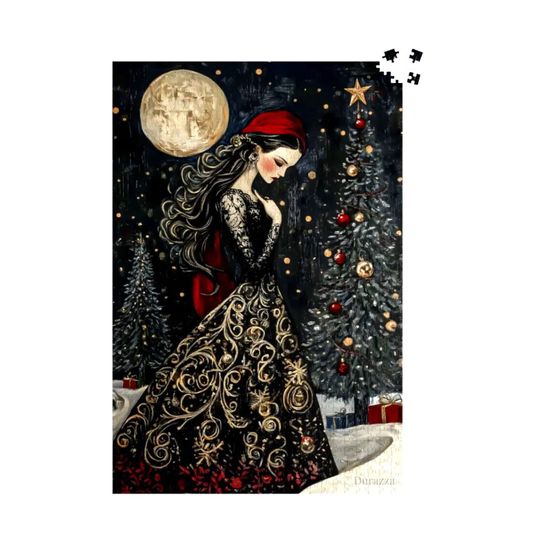 Discover Dark Christmas Jigsaw Puzzle:Whimsigoth Holiday Puzzle for Adults, Gothic Holiday Brain Game | Holiday Maiden by Durazza&nbsp;