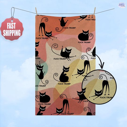 Discover Subtle F*ck Trump Hand Towel, Cat Kitchen Towel, Anti Trump Tea Towel, Bathroom Towel Set, FDT, Political Home Decor, Anti Maga Towel