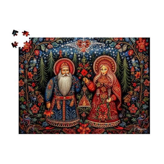 Discover Priestly Blessings Wooden Jigsaw Puzzle 500 or 1000 Pieces: Eastern Motifs and Christmas Magic, Folk Art Puzzles for the Religious