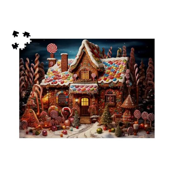 Candytown Gingerbread House Wooden Jigsaw Puzzle: Candy Wonderland Designed Christmas Puzzle, A Whimsical Holiday Challenge