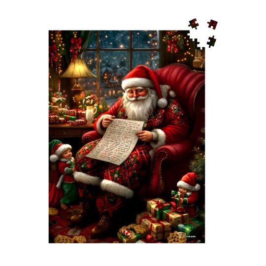 Discover Santa Claus Jigsaw Puzzle: Whimsical Christmas | Santa's Reading List - Durazza