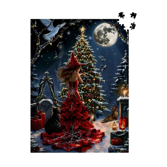 Discover Christmas Jigsaw Puzzle: Creepy Goth Winter Solstice| A Witchy Christmas - Durazza