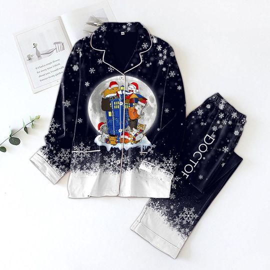 Doctor Who Pajamas Set, Dr Who Tv Show Women Pajamas, Tardis Police Box Christmas Pajamas, Tv Series Pjs