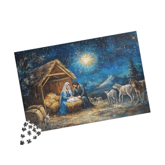 Nativity Scene Puzzle Traditional Christmas Jigsaw Religious Holiday Gift Nativity Puzzle Family Puzzle Gift Family Christmas Puzzle