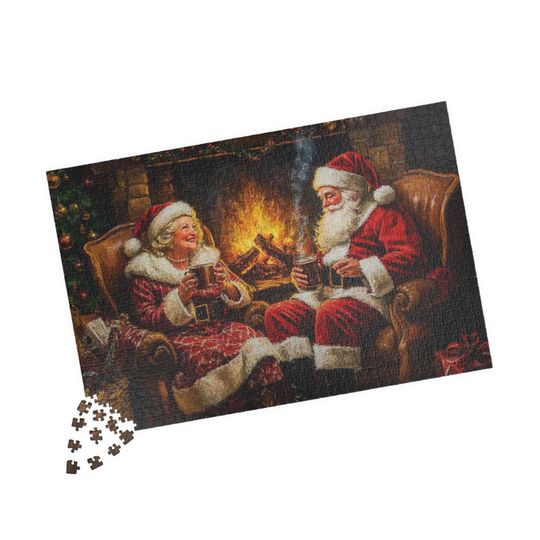 Discover Santa and Mrs. Claus Puzzle Adorable Festive Holiday Jigsaw Puzzle Family Christmas Puzzle Family Activity Grandparent Christmas Gift