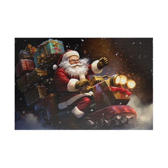 Discover Santa's New Ride, Available in 110, 252, 500, and 1,014 pieces, Christmas Eve, Family Fun Jigsaw Puzzle, Holiday Challenge, Upgrade Delivery
