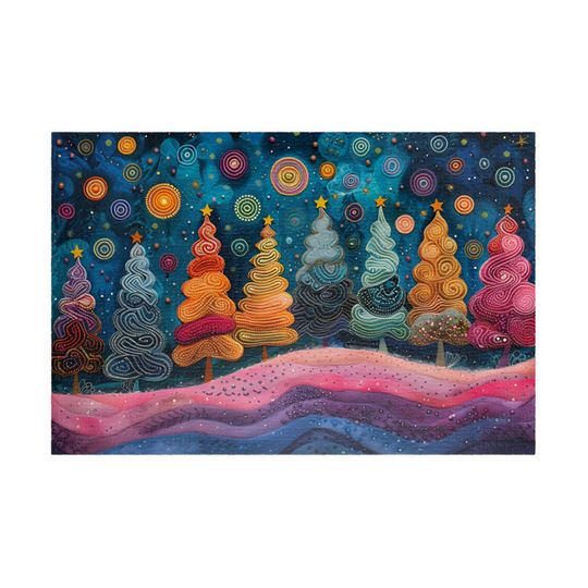 Discover Christmas Trees Doodle Art Puzzle: Festive Family Fun