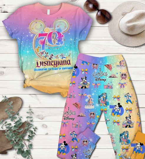 Disneyland 70th Anniversary Pajamas Set, 70 Years of Magic T-Shirt, Disneyland Family Vacation Shirt