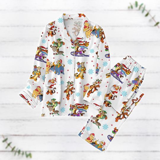 Discover Winnie The Pooh Christmas Pajamas Set, Tigger Holiday Pajamas, Disney Movie Cartoon Xmas Pajamas, Pooh And Friends Shirt,Pajamas Family