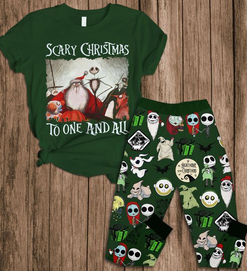 Nightmare Before Christmas Pajama Set, Jack Skellington Holiday Sleepwear, Halloween Christmas Loungewear