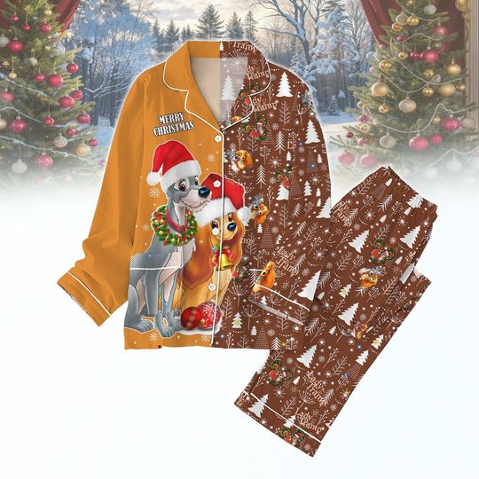 Discover Lady and The Tramp Christmas Pajamas Set, Cute Disney Dog Couple Sleepwear, Cozy Holiday PJs Gift for Women, Xmas Pjs, Gift For Her