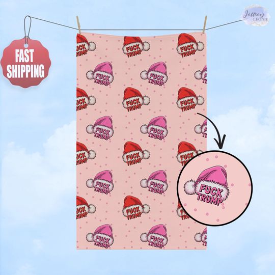Discover Subtle F*ck Trump Christmas Hand Towel, Funny Santa Hat Kitchen Towel, Political Home Decor, Funny Liberal Gift, Anti Trump, FDT Tea Towel