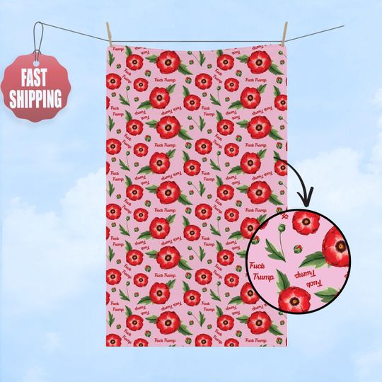 Hand Towel, Red Poppies Kitchen Towel, Tea Towel, Bathroom Towel Set
