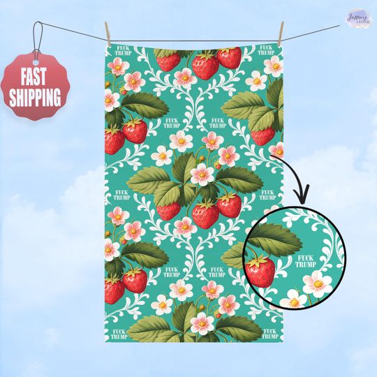 Discover Subtle F*ck Trump Hand Towel, Fun Strawberry Kitchen Towel, Anti Trump Tea Towel,Bathroom Towel Set,FDT,Political Home Decor,Anti Maga Towel