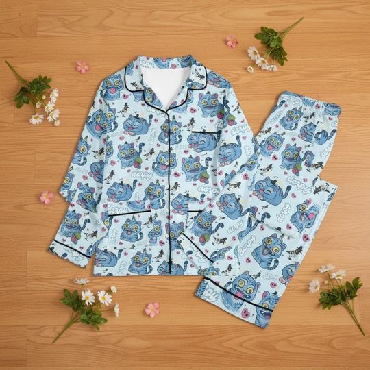 Discover Derpy Demon Hunter Long Pajamas Set, Derpy Tiger Pajamas, Homewear Set, Kid Pajamas, Men Women Pajamas, Custom Pajamas Gift