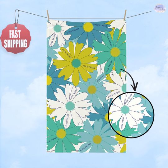 Hand Towel, Blue Daisy Kitchen Towel, Bathroom Towel Set