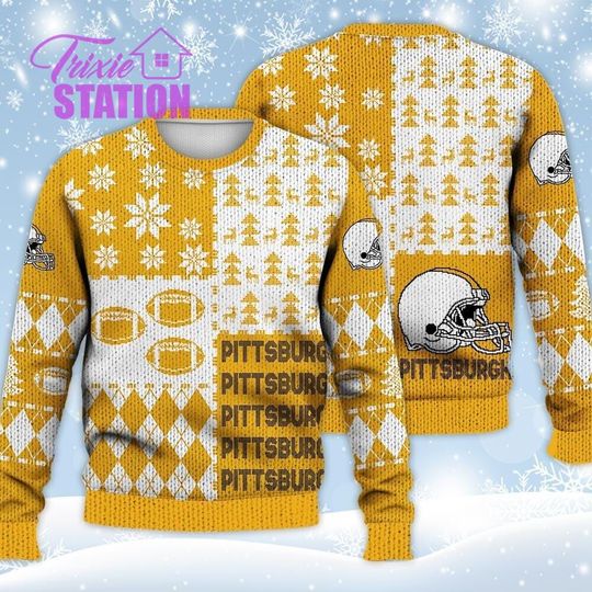 Discover Pittsburgh Ugly Sweater Christmas, Retro Football American Sweatshirt Pattern 3D Hoodie, Shirt Xmas Full Print