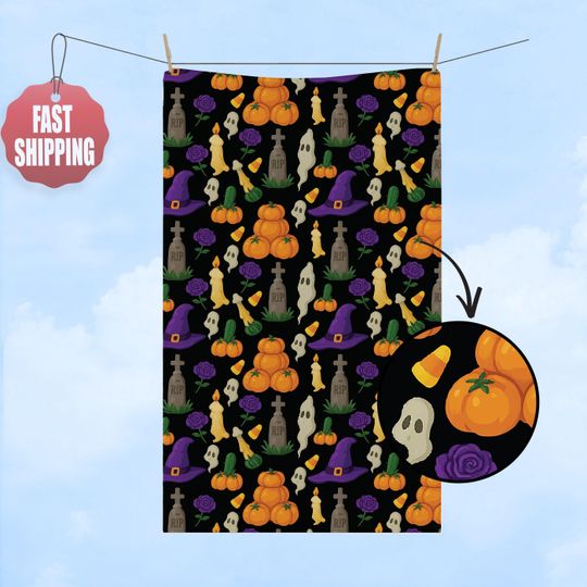 Discover Trick or Treat Hand Towel, Funny Joke Halloween Kitchen Towel,Halloween Tea Towel,Spooky Towel Set,Halloween Dish Towel,Halloween Home Decor