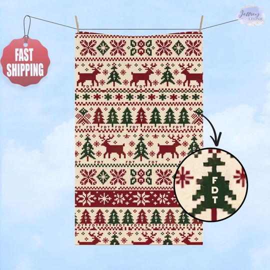 Ugly Christmas Hand Towel, Funny Ugly Xmas Kitchen Towel