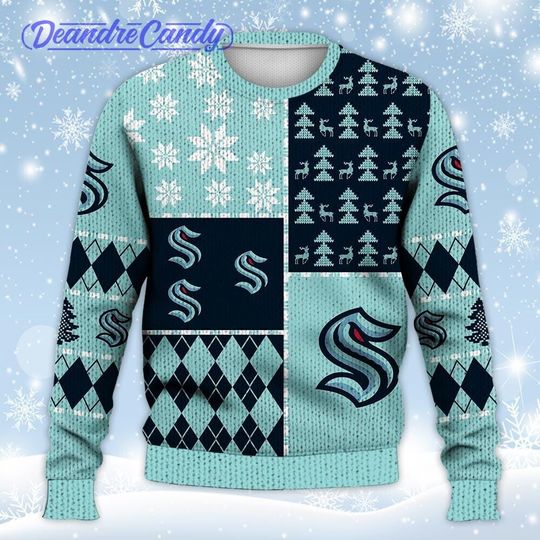 Discover Seattle Kraken Ugly Sweater Christmas, Ice Hockey Sweatshirt