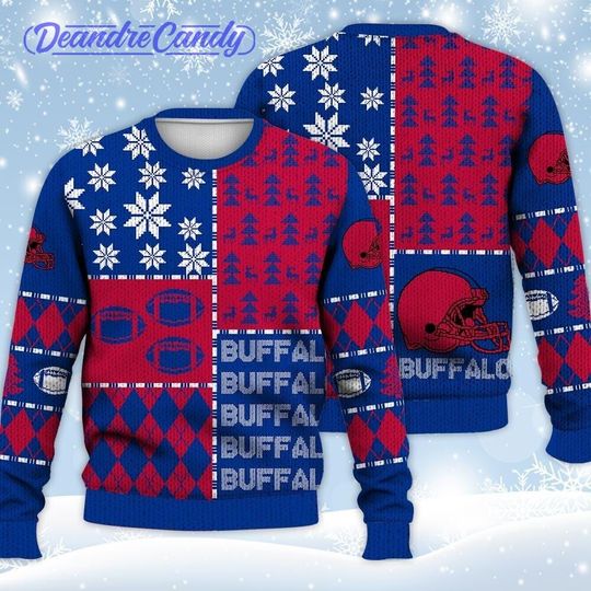 Discover Buffalo Ugly Sweater Christmas, Retro Football American Sweatshirt