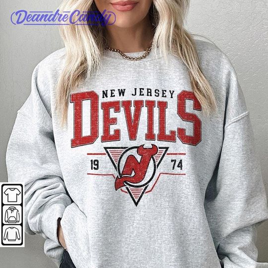Discover Vintage 90s New Jersey Devils Sweatshirt, Sweatshirt Hockey Gift For Christmas